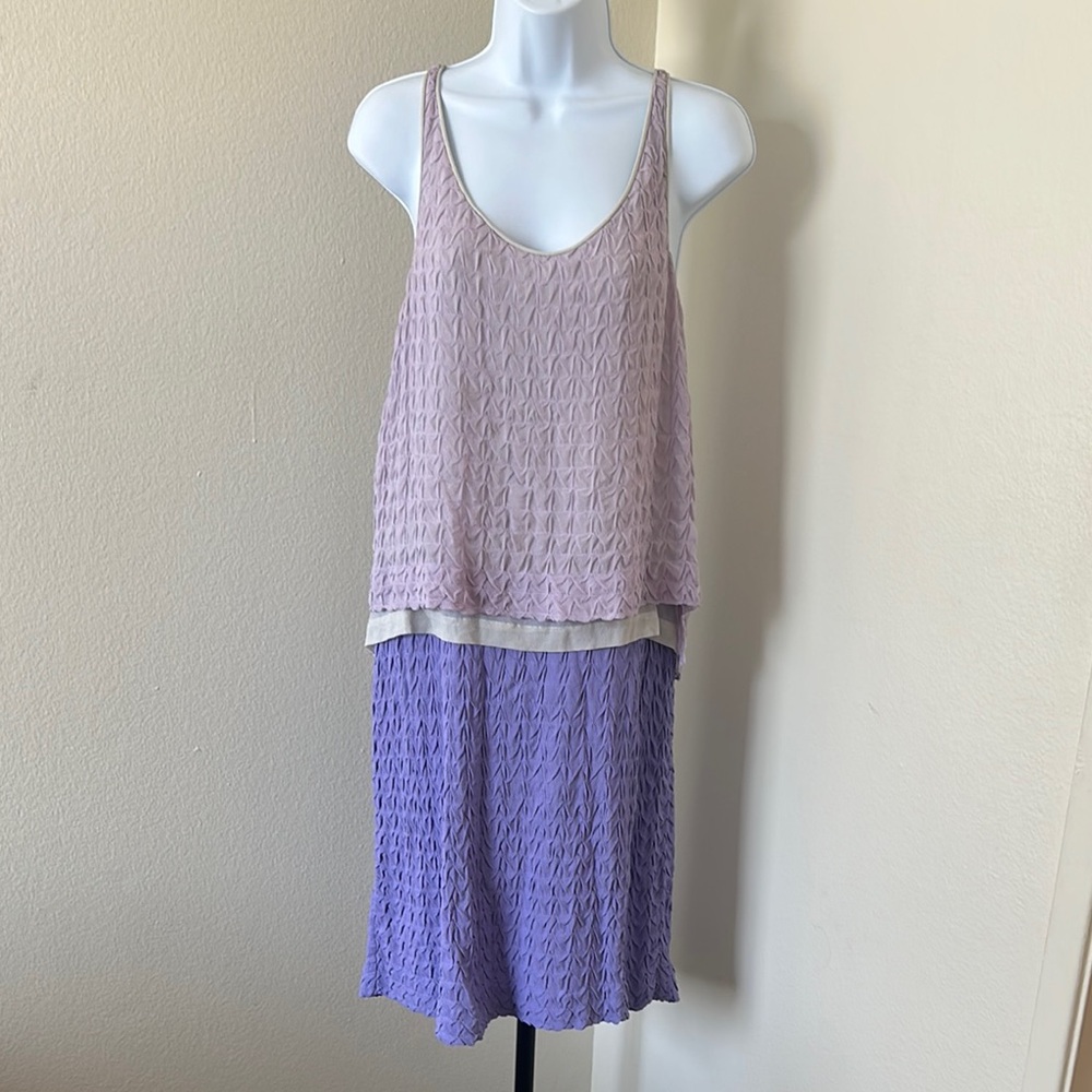 Diane Von Furstenberg Textured Lavender and Cream Dress